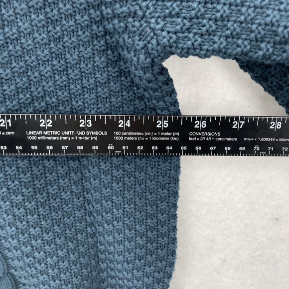 J. Peterman Sweater Mens XL Blue Cable Knit Crewneck Fisherman Cotton Chunky - Picture 7 of 10